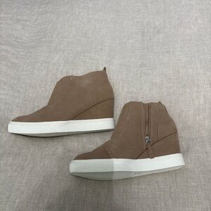 Taupe Wedge Sneaker Ankle Wedges - Women